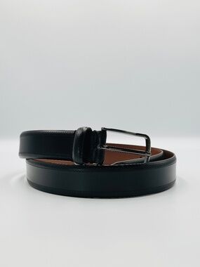 Johnston & Murphy Leather Belt Men's 42 Black Perforated Details Made in Italy